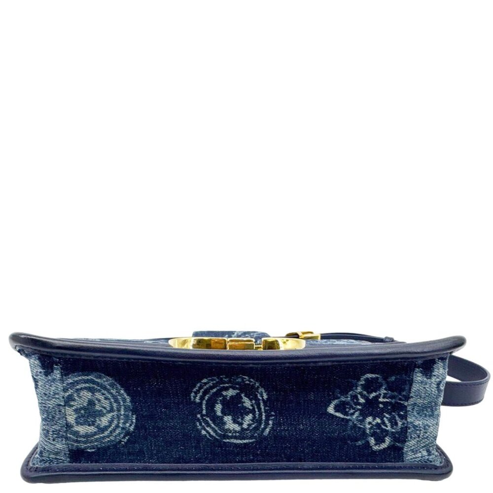 Christian Dior  Montaigne 30 Flowers Print Denim Shoulder Bag Blue - Picture 10 of 13